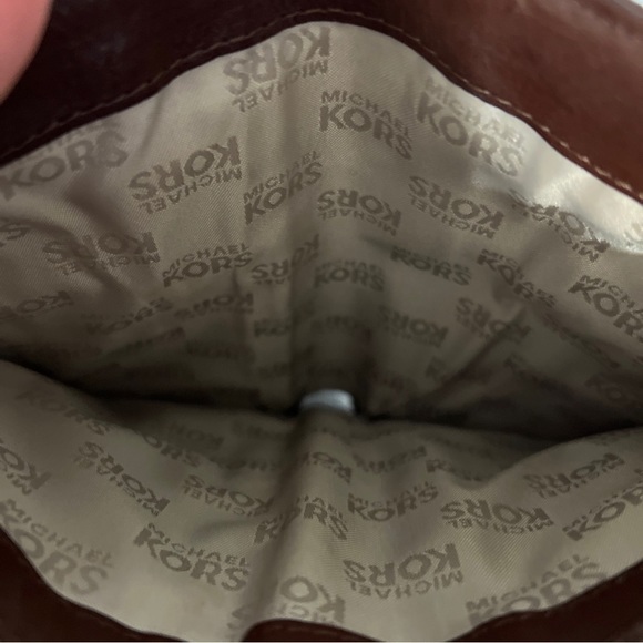 MICHAEL KORS MK Signature Jacquard Canvas with brown leather/ gold studs Wallet - Picture 6 of 16